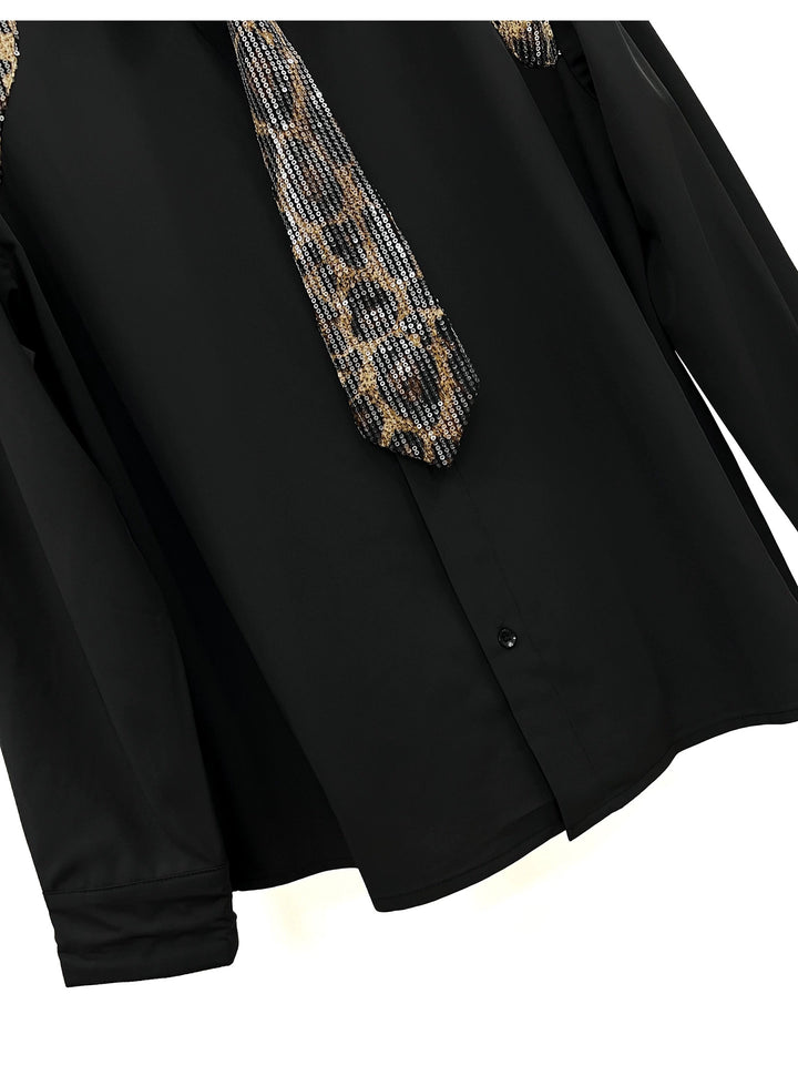 Sequin Leopard Print Long Sleeve Shirt