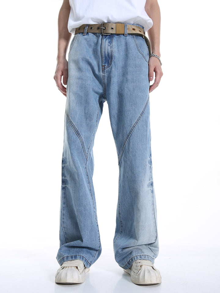 Pantalons en denim évasés avec dégradé patchwork