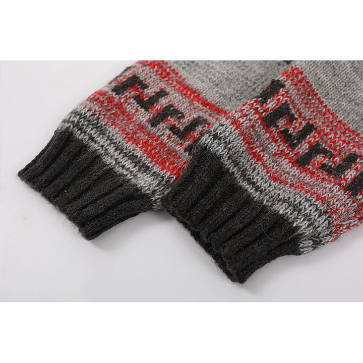 Retro Pattern Knit Button Sweater