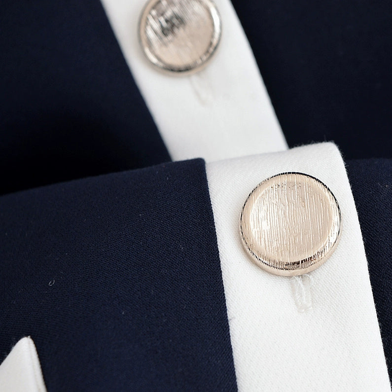 مجموعة سترة قصيرة الأكمام وسروال بتباين الألوان