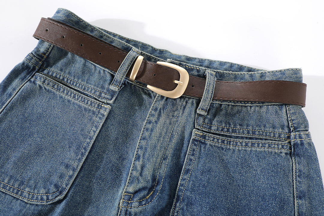 High Waist Denim A-line Shorts