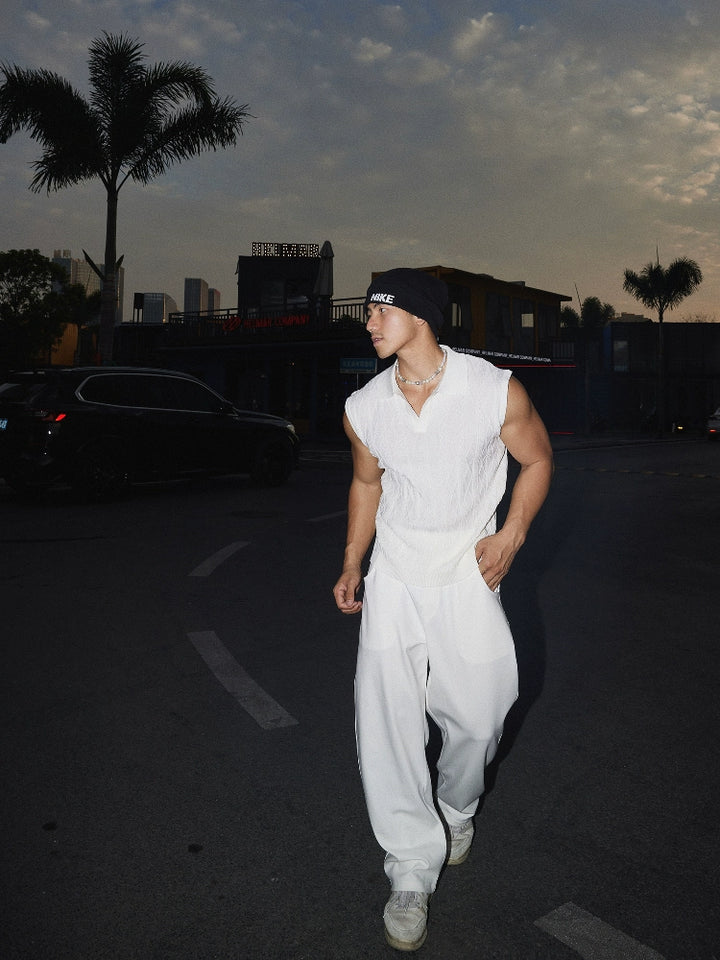 Collar Sleeveless Knitted Loose Vest