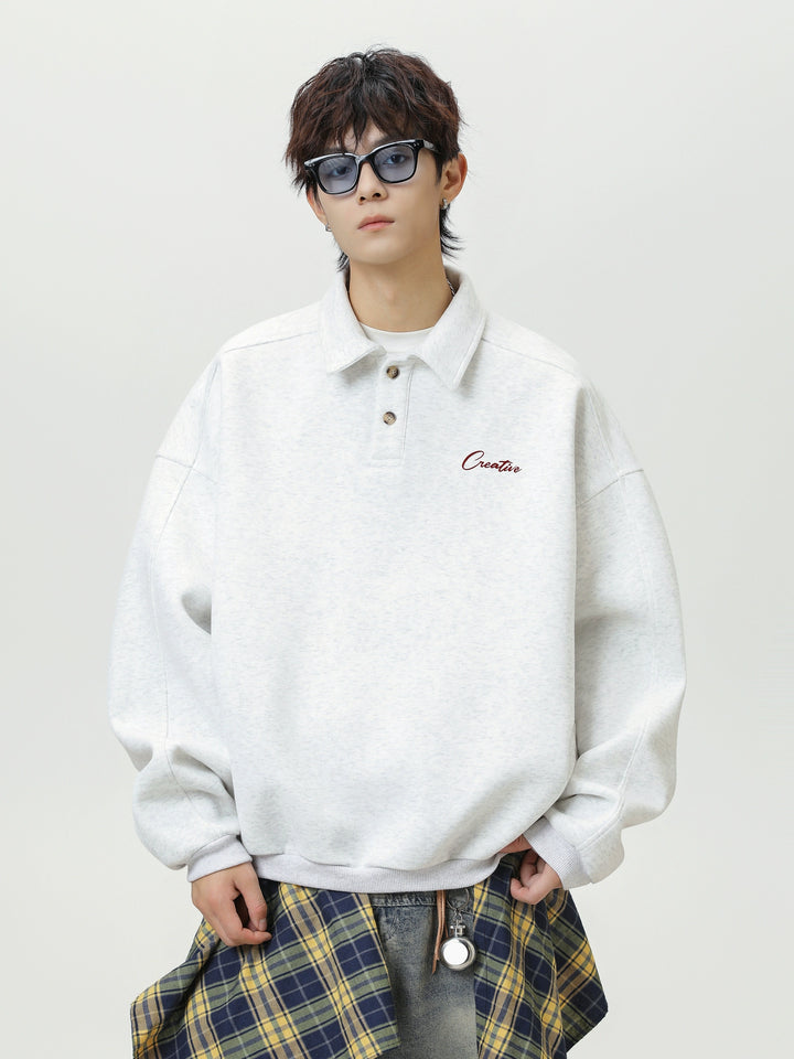 Sudadera con cuello de polo de letra bordada