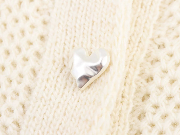 سترة كارديجان مزررة من الصوف بياقة دائرية