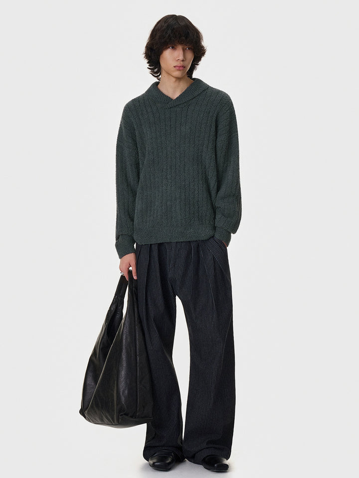 Chunky Knit Shawl Collar Sweater