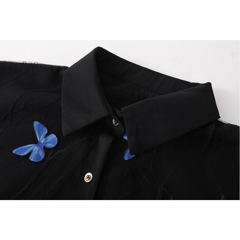 Embroidered Floral Lace Splicing Shirt