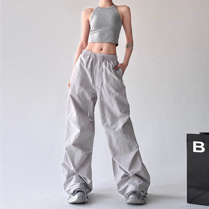 Wide Leg Drawstring Casual Pants