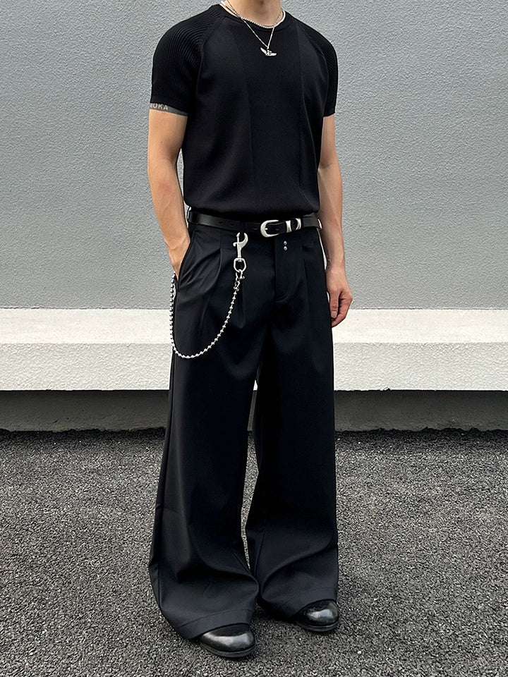 Wide-Leg Casual Drape Pants