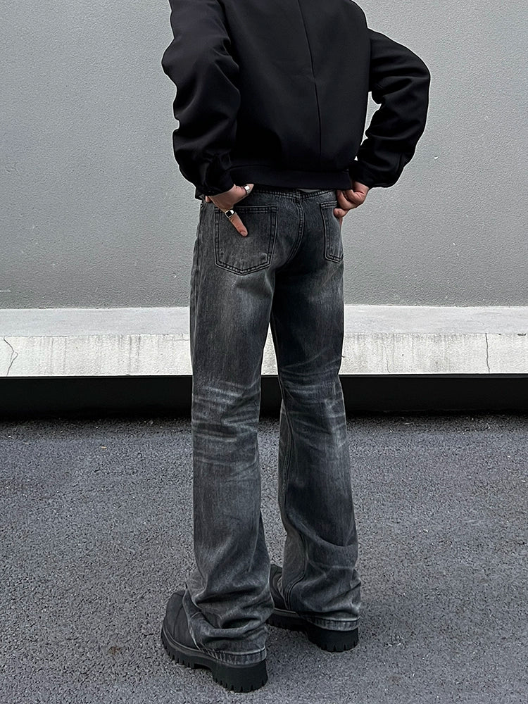 Retro Gewassen Flared Rechte Jeans Broek