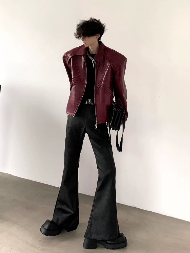 Shoulder Pad Leather Jacket