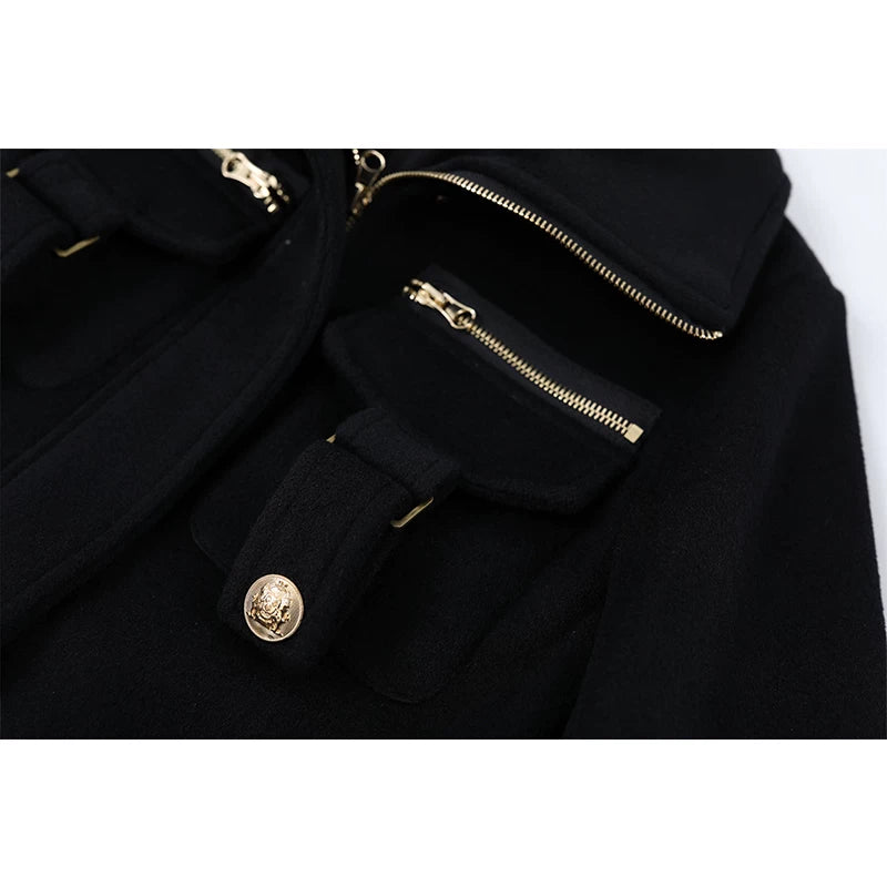 Stand Collar Jacket and Straight Pants