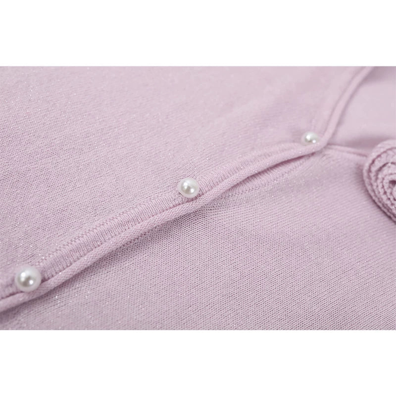 3D Rose V-Neck Knit Cardigan