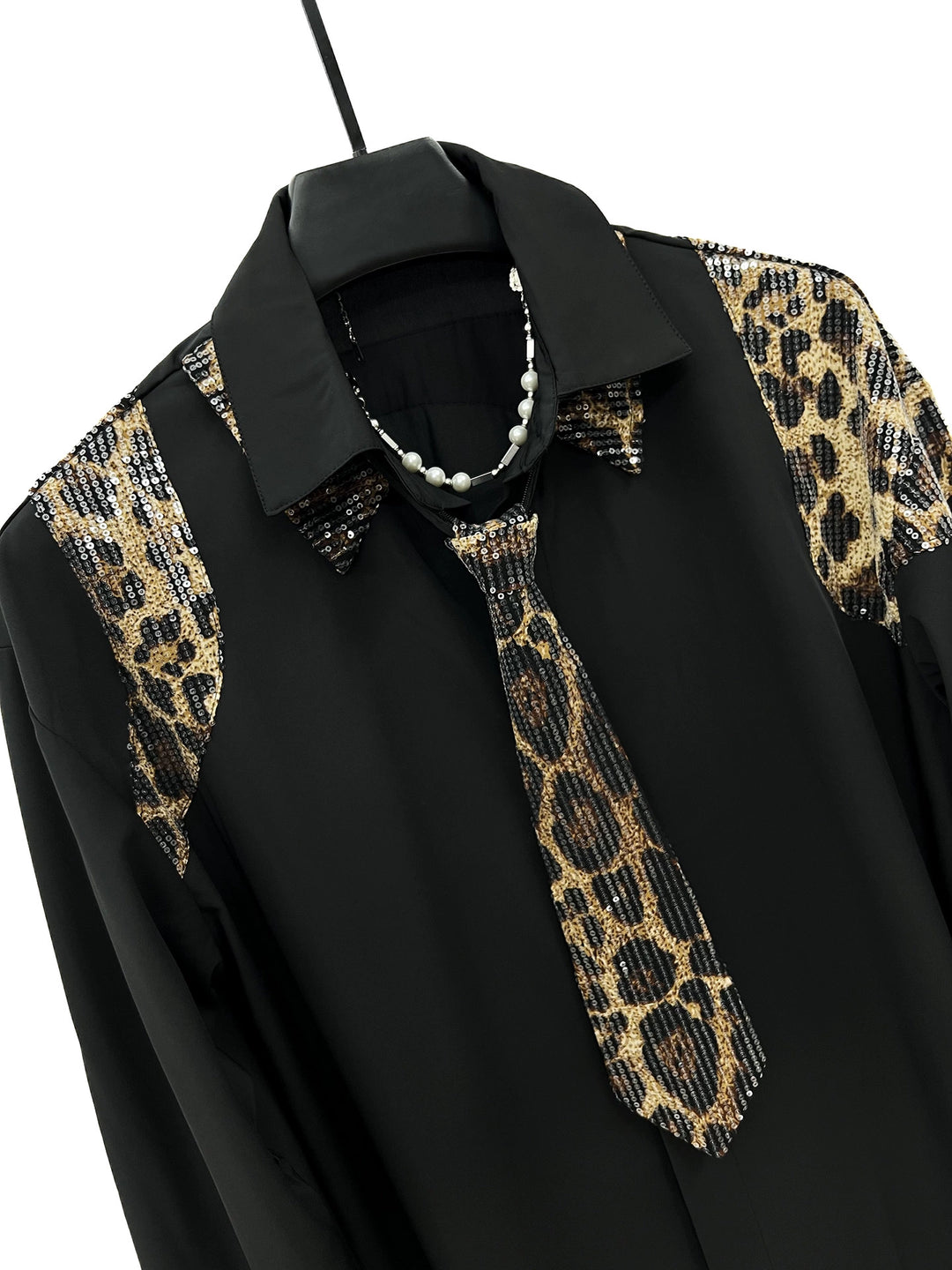Sequin Leopard Print Long Sleeve Shirt