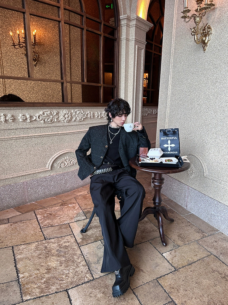 V-Neck Loose Fit Textured Jacket