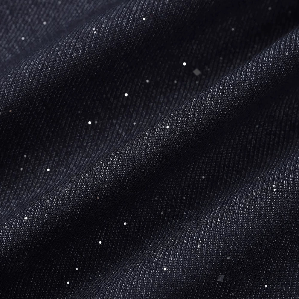 طقم جاكيت جينز وسروال واسع الساقين