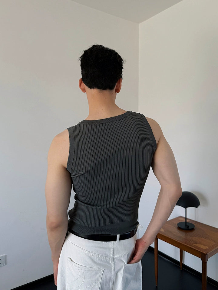 Slim Fit Knitted Vest with Lace-Up Front