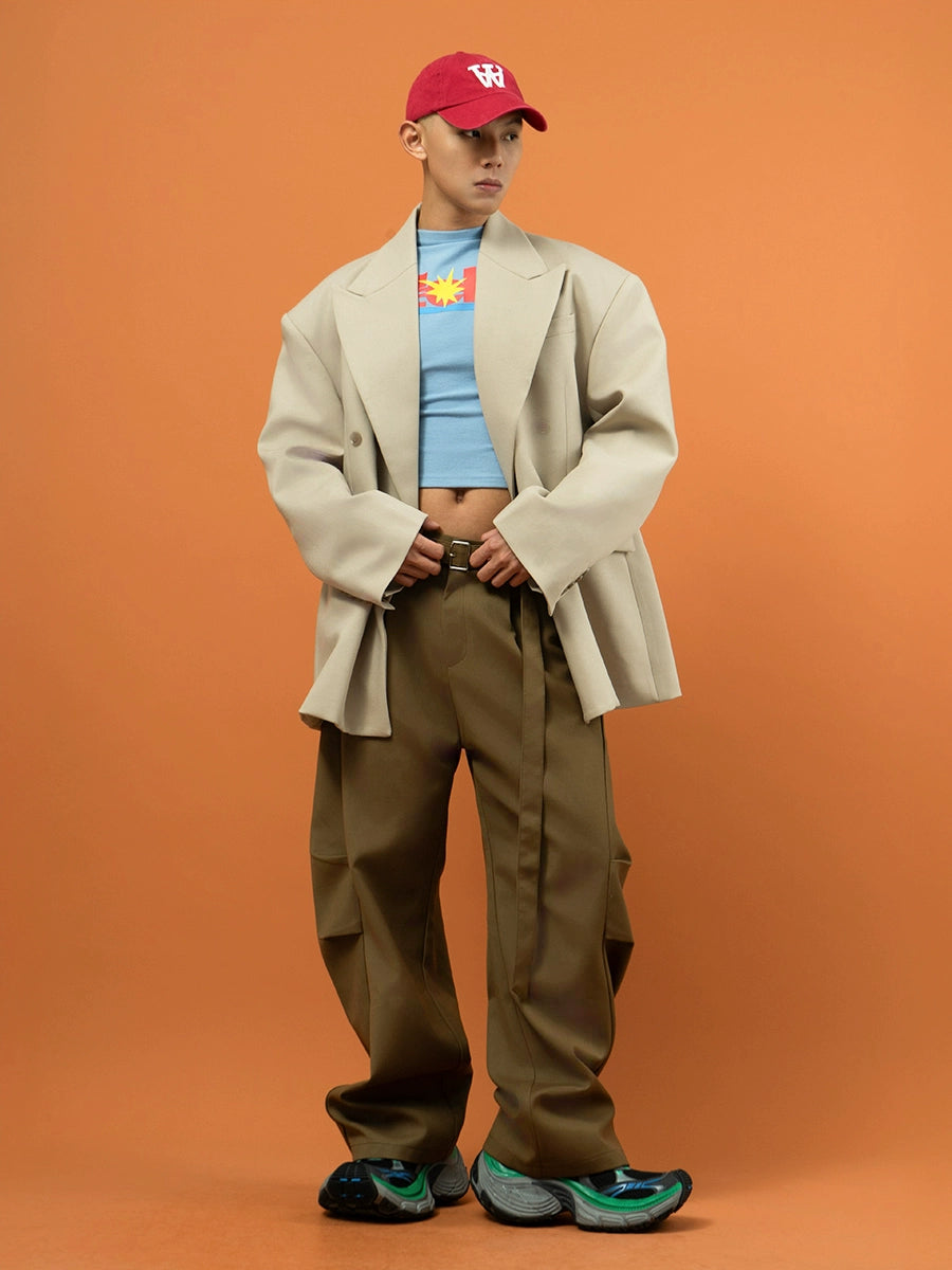 Oversized Shoulder Pad Casual Suit Jacket