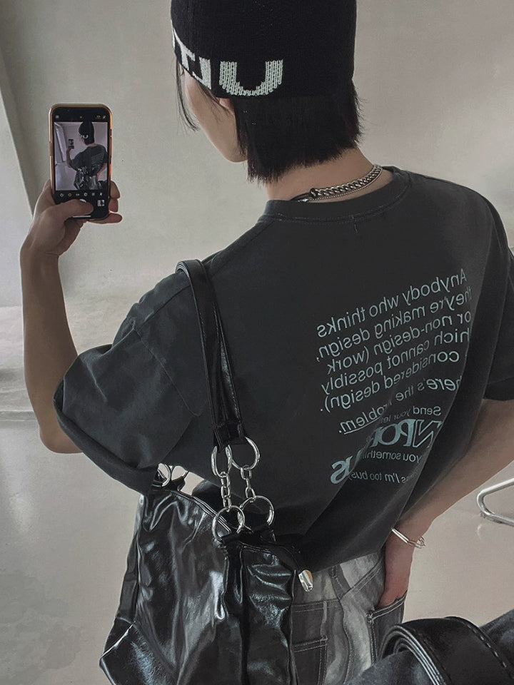 Brevtryck Löst Bomull Kortärmad T-shirt