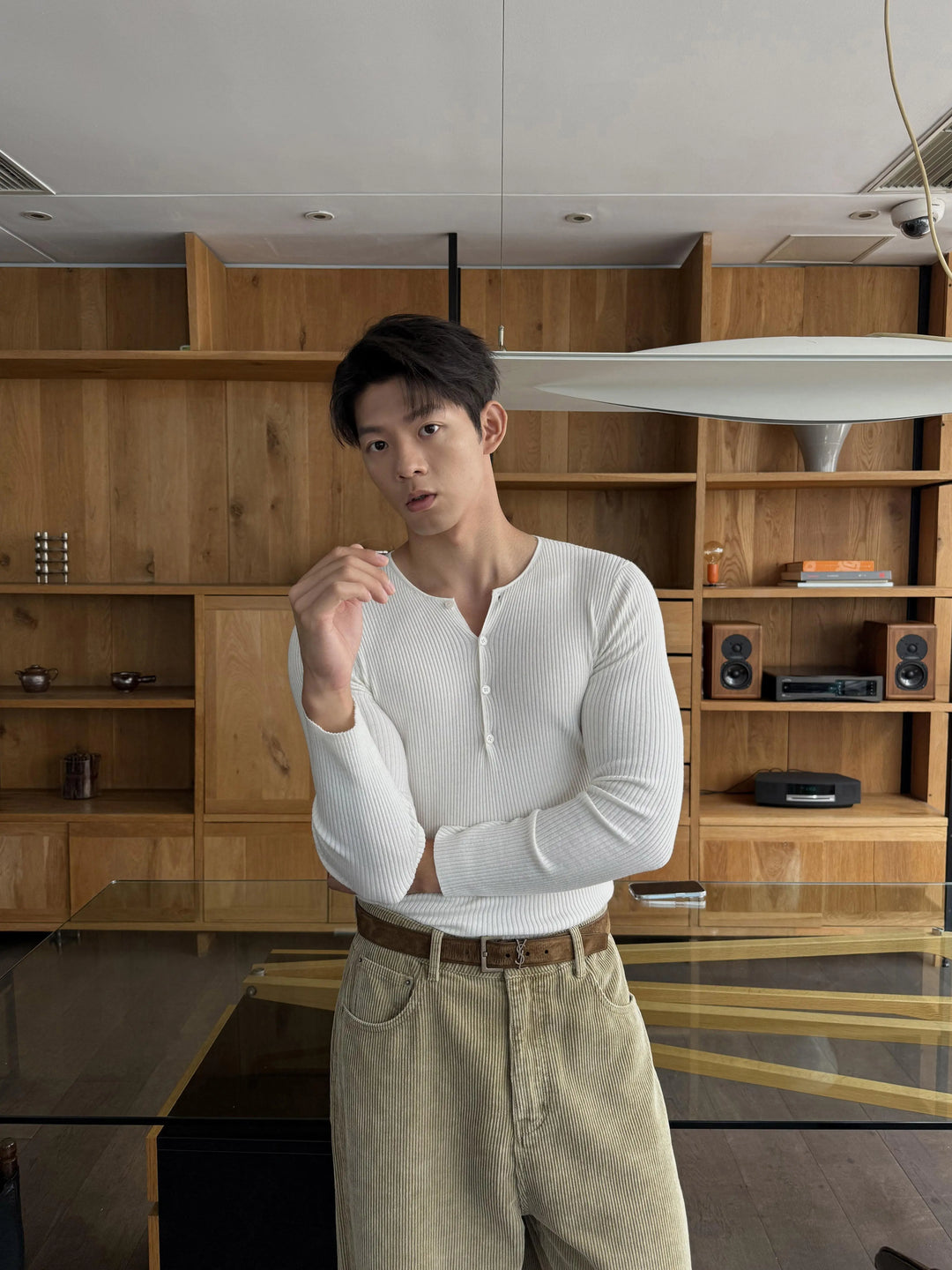 V-neck Knitted Slim Wool Blend Sweater