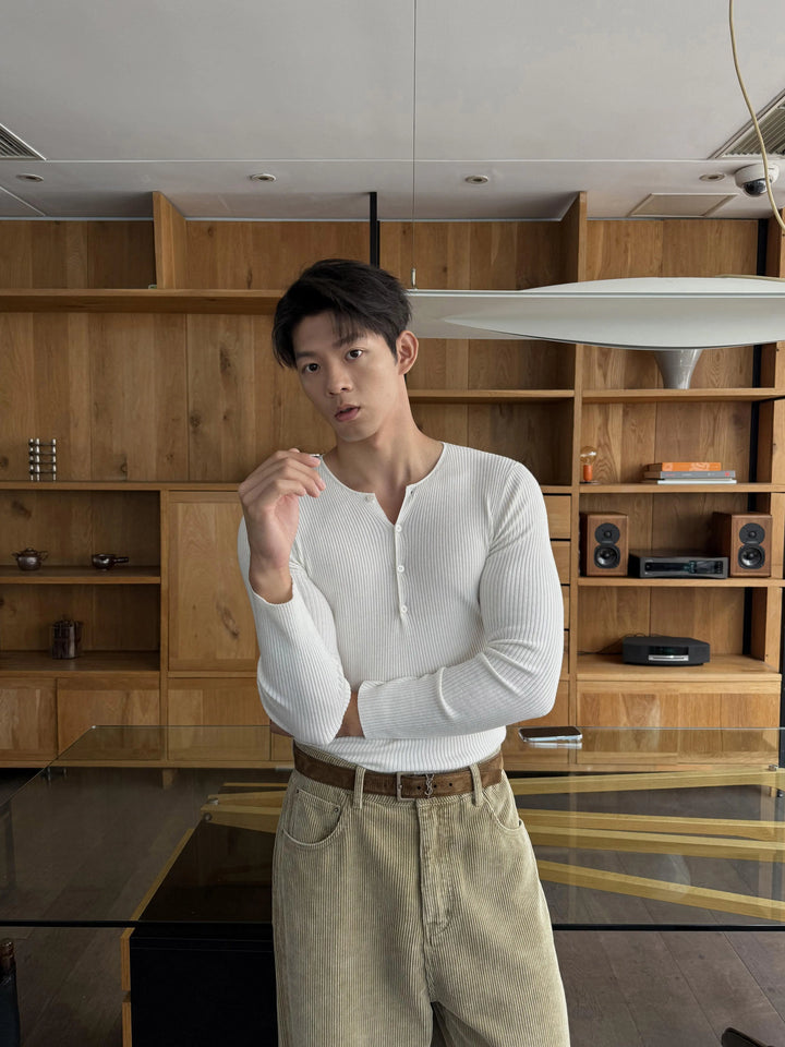 V-neck Knitted Slim Wool Blend Sweater