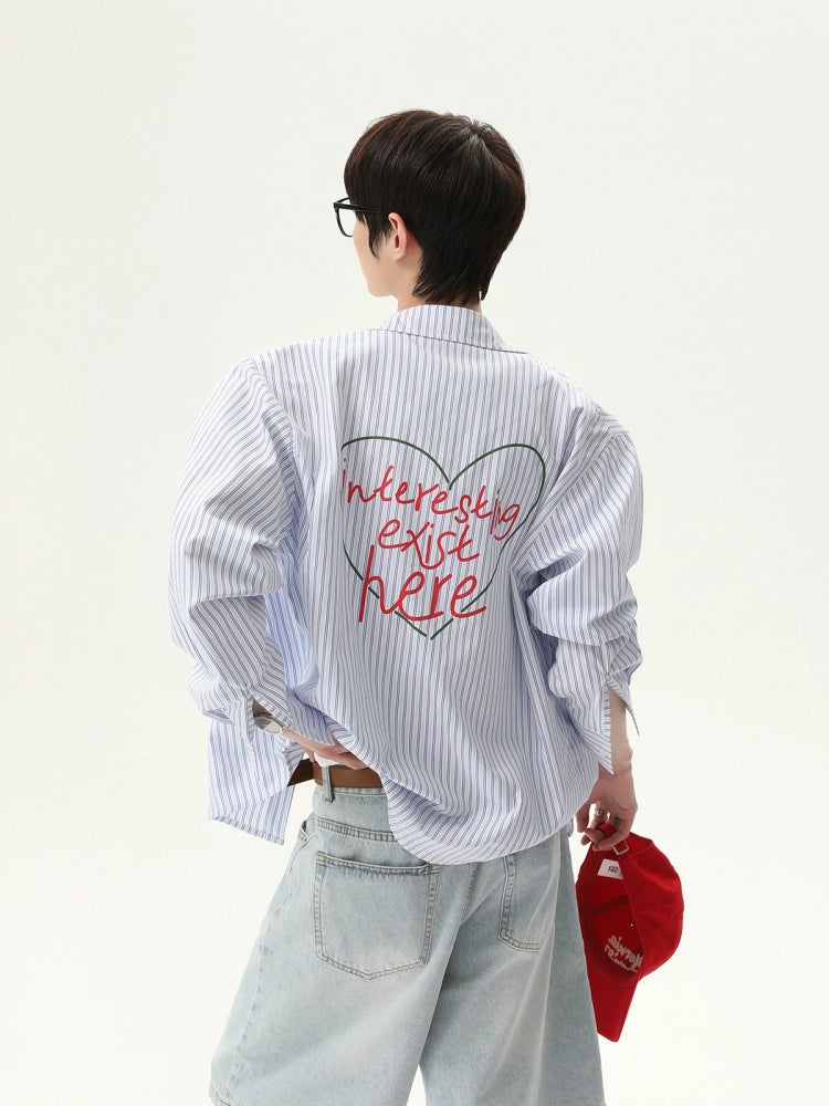 Chemise ample à lettres rayées rétro