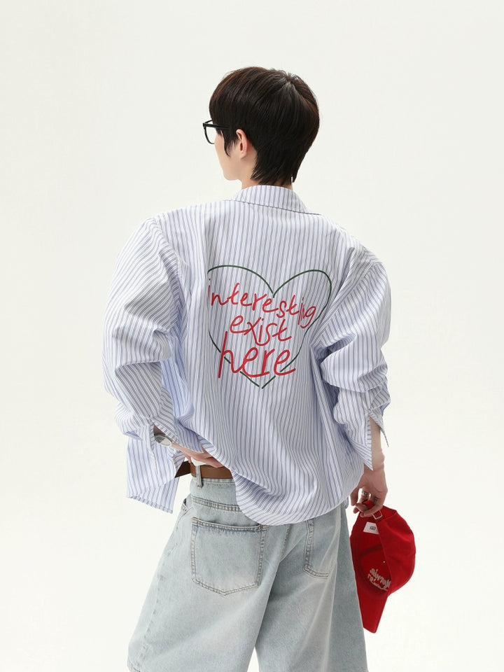 Chemise ample à lettres rayées rétro