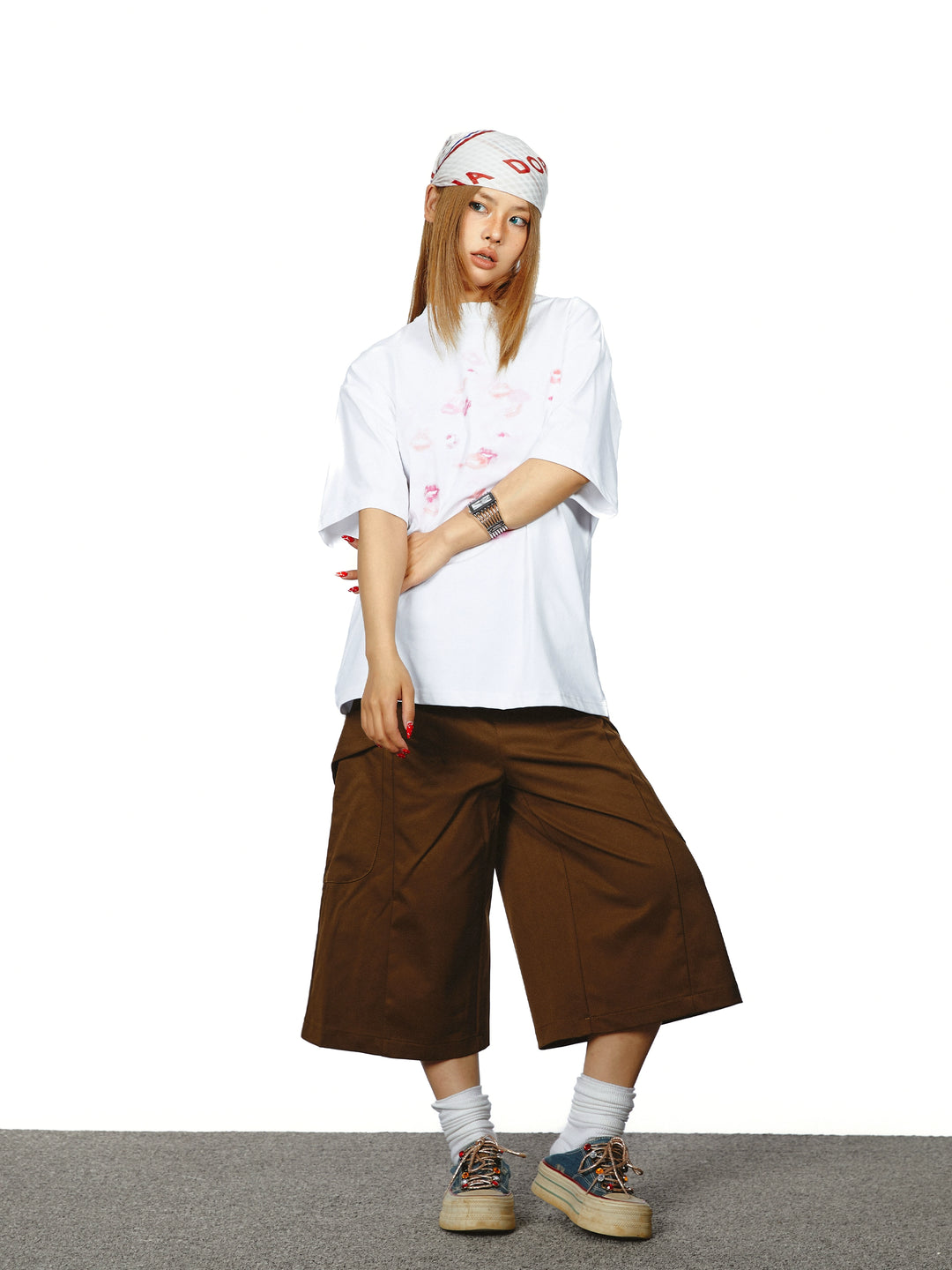 リッププリントルーズフィットショートスリーブTシャツ