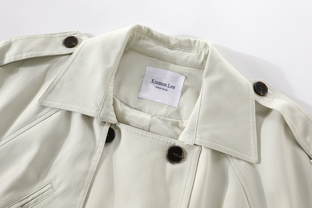 Double-Breasted Mid-Length Trench Coat