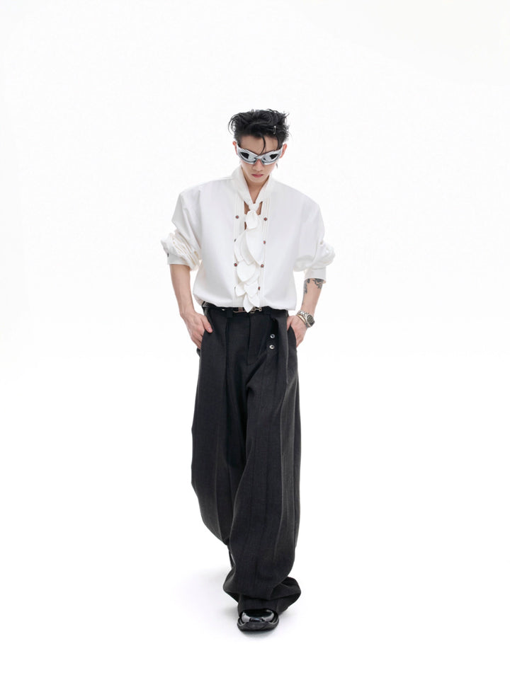 Bow Tie Loose Fit Long Sleeve Shirt