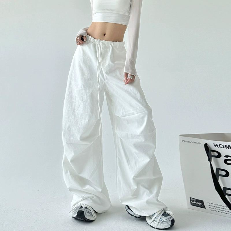 Wide-Leg Paratrooper Straight Sports Pants