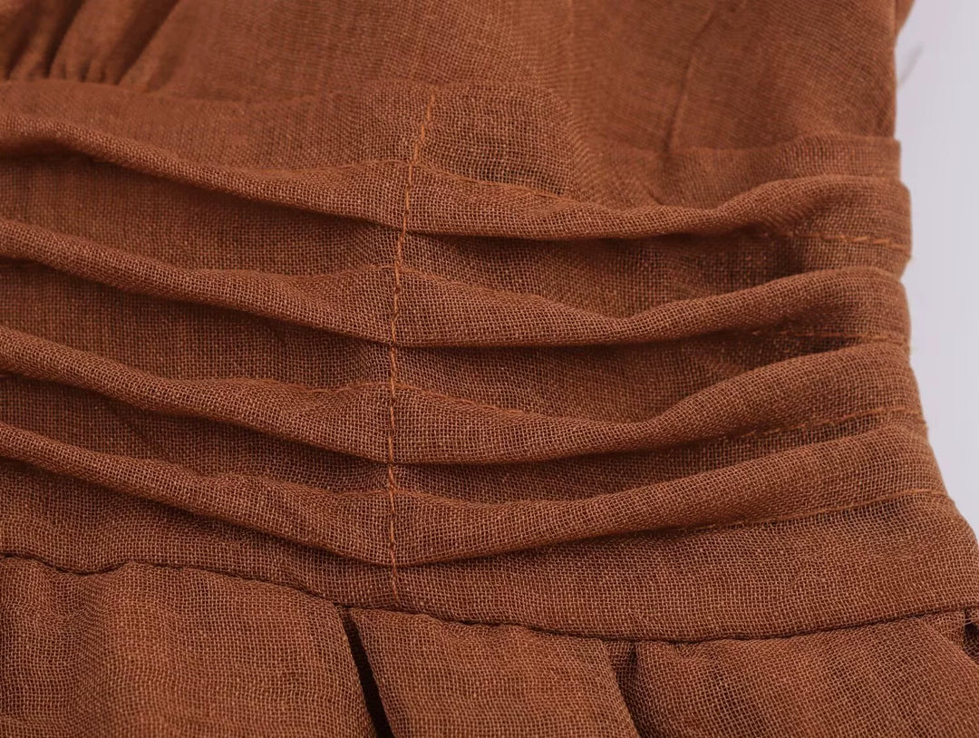 فستان ماكسي بأكمام طويلة على شكل V