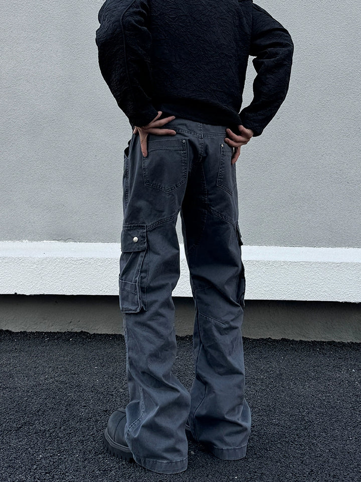 Wide-Leg Multi-Pocket Flared Jeans