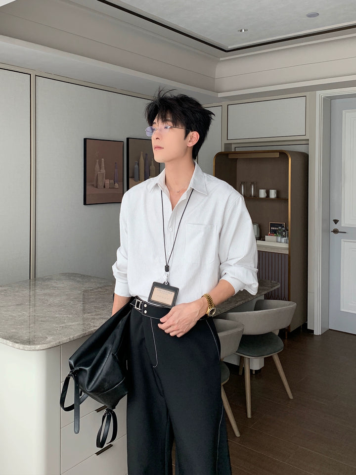 Striped Long Sleeve Relaxed Fit Shirt