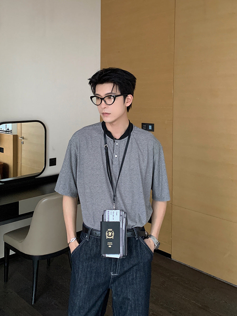 Henry Collar Loose Polo Shirt