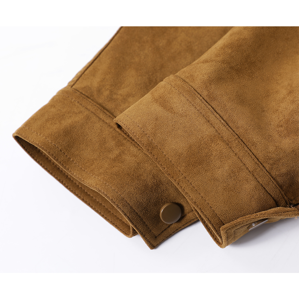 Leather Collar Suede Lapel Jacket