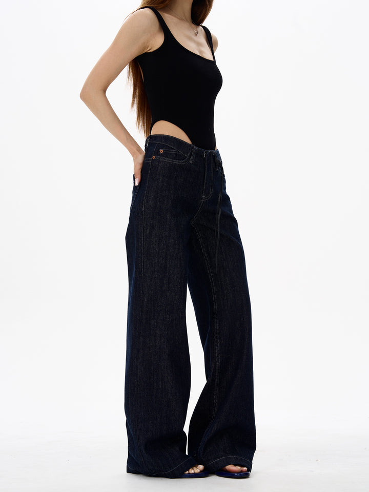 Retro løs pasform brede ben jeansbukser