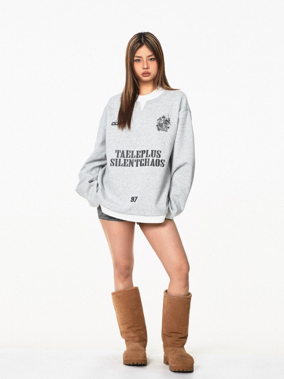 Graffiti V-neck Long Sleeve Sweatshirt