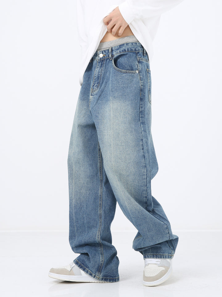 Jeans pantaloni a gamba dritta larghi