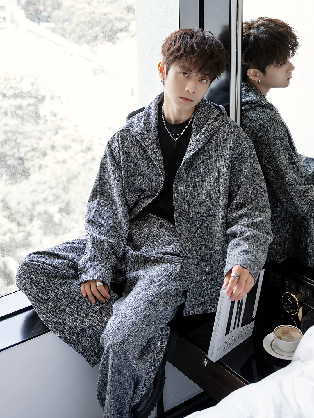 Textured Casual Hoodie and Pants