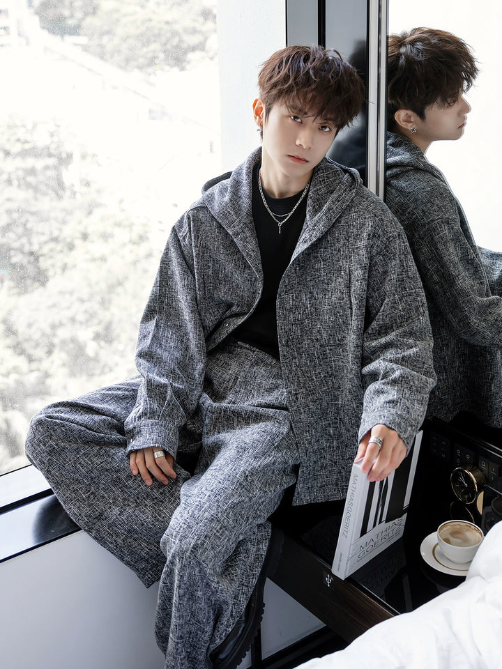 Textured Casual Hoodie and Pants