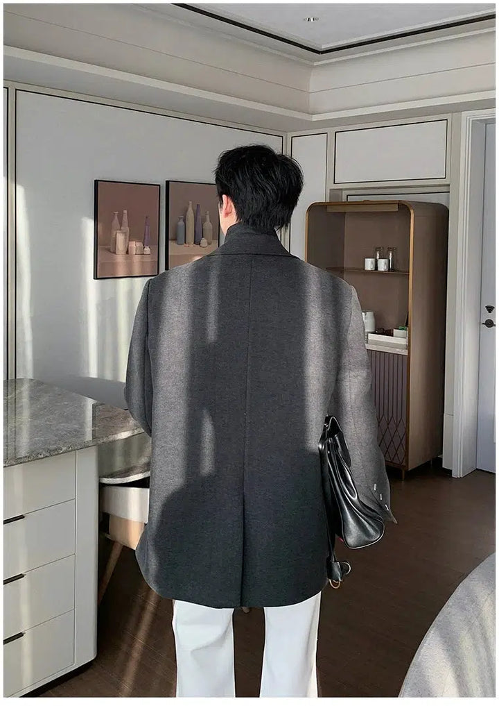 Woolen Blazer with Shoulder Pads