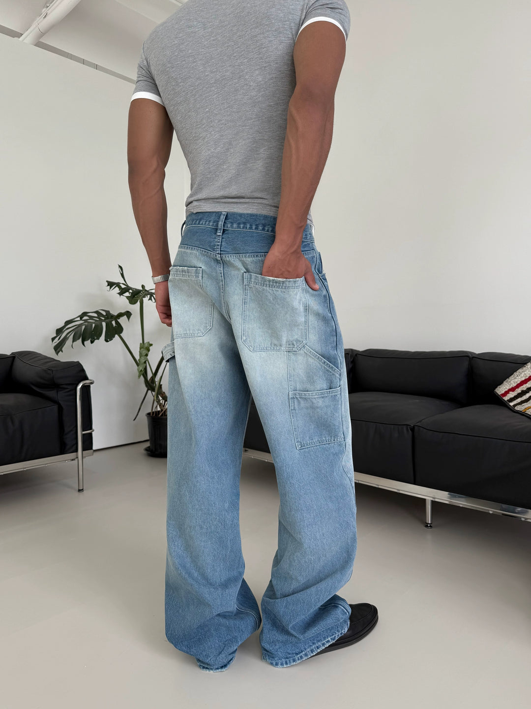 Bamboo Cotton Straight-Leg Denim Pants