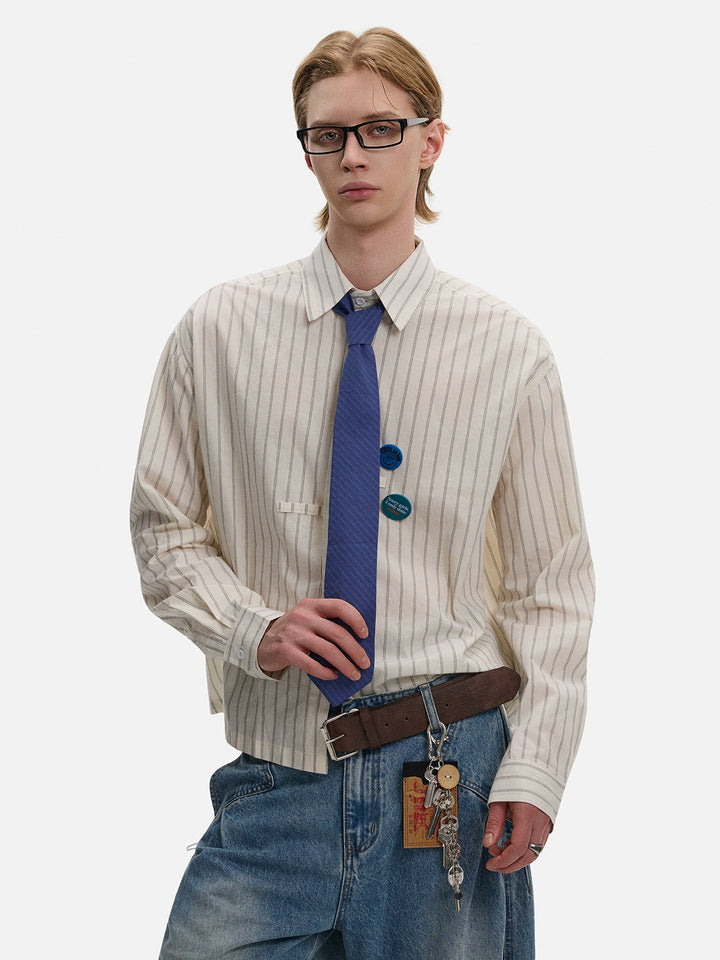 Stribet langærmet løs skjorte