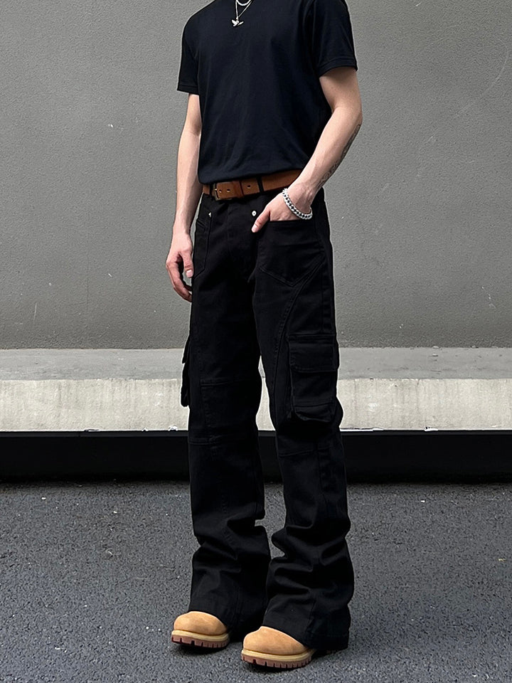 Multi-Pocket Flared Cargo Pants