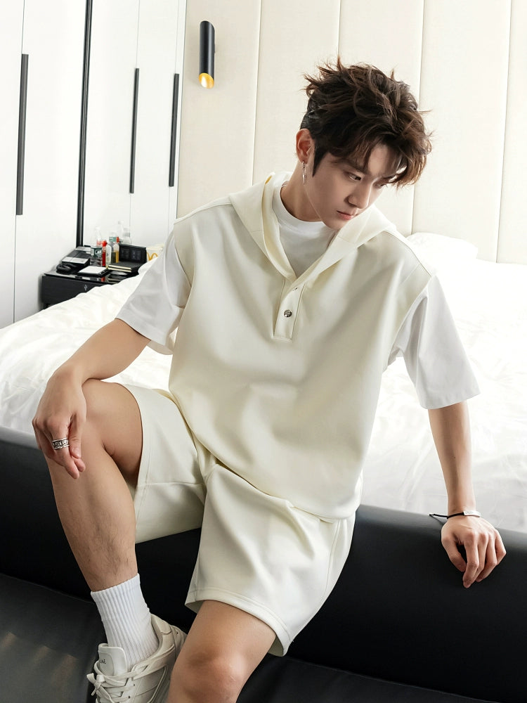 Short Sleeve Hooded T-Shirt and Shorts Set