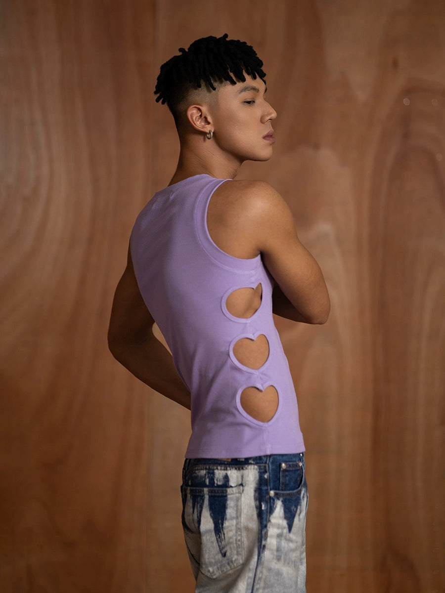 Love Print Slim Fit Vest with Cutouts