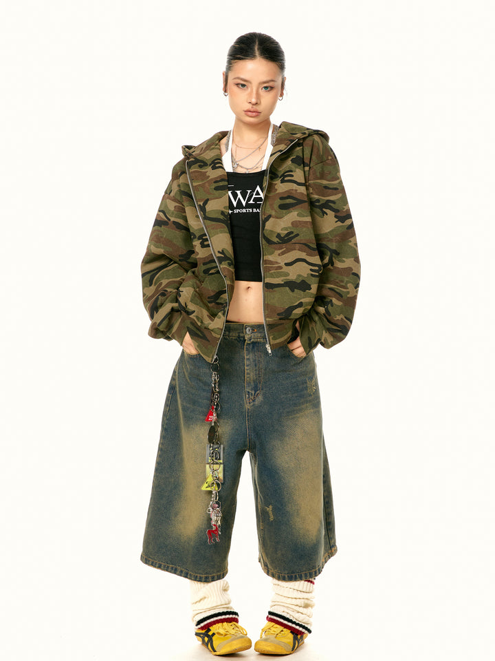 Camouflage Hooded Sweater Jacket Cardigan