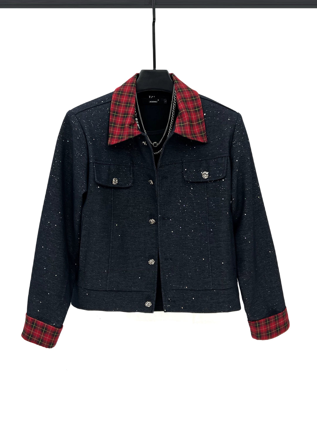 Plaid Collar Jacket and Pants