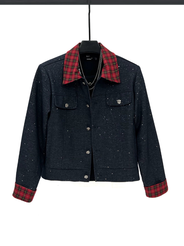 Plaid Collar Jacket and Pants