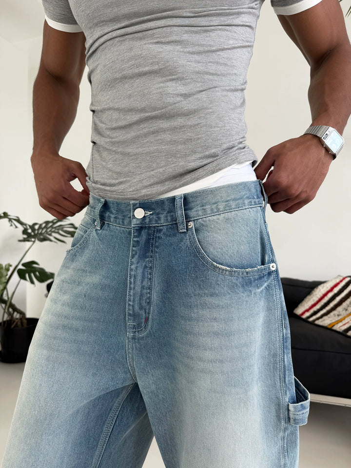Bamboo Cotton Straight-Leg Denim Pants